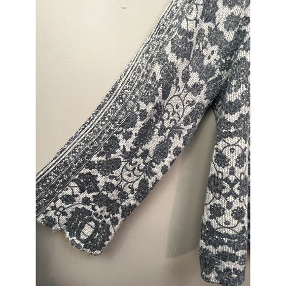Lucky Brand Sweater‎ Womens Medium Blue Bell Sleeve Floral Wool blend Boho - Picture 5 of 6